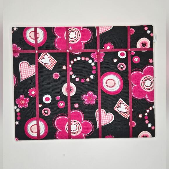 NWOT French Memo Board - Black & Pink Floral - Picture 4 of 8